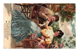 Postal: La vida es un jardín de rosas, floreciendo a pujas de amor. Blis - Imagen 1 de 2