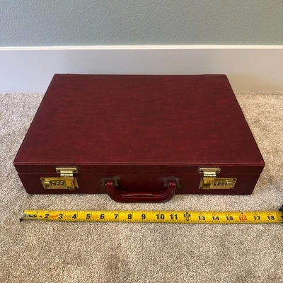 Vintage Unbranded Leather Briefcase, Velvet Lined, VERY NICE!, 17"x12"x3.5" - Image 1 of 4