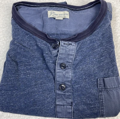 J Crew Knit Goods Henley Mens Size L Blue Slim Pullover Heathered Button - Image 1 of 4