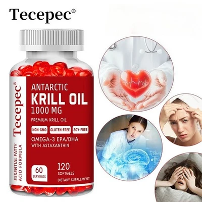 Antarctic Krill Oil 1000mg with Omega-3s EPA, DHA & Astaxanthin Premium Softgels - Image 1 of 4