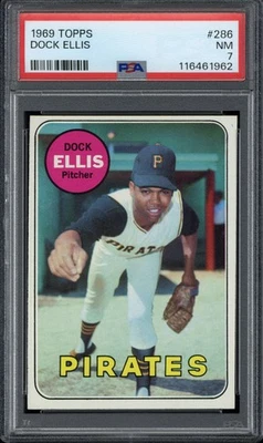 1969 Topps #286 Dock Ellis Pirates PSA 7 Near Mint Rookie RC - Image 1 of 2