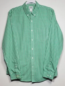 LL Bean Men's M Reg Green Gingham Check Wrinkle Resistant Slim Fit Shirt 294178 - Picture 1 of 9