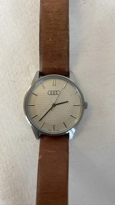 Audi Men's Watch White Dial Brown Leather Strap Swiss Quartz - Image 1 of 4