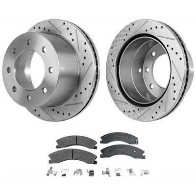 Rear Brake Disc Rotors and Pads Kit for Chevy Chevrolet Silverado 3500 HD Sierra - Image 1 of 4