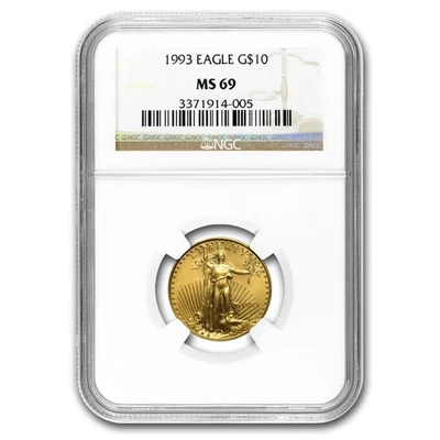 1993 1/4 oz American Gold Eagle MS-69 NGC - Image 1 of 3