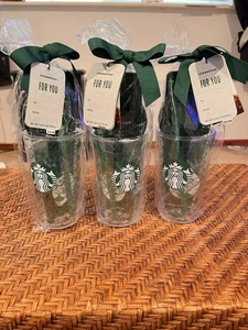 STARBUCKS Tazza Bicchiere TAZZA CAFFÈ ACRILICO BIRRA FREDDA/Confezione regalo 3 - 16 oz + PODS - Foto 1 di 4