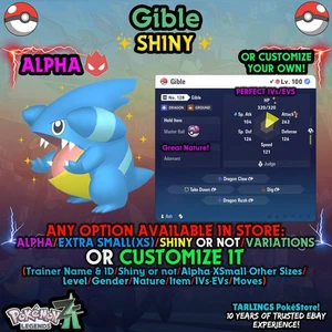 Pokemon Legends ZA 🐉 Gible - SHINY/NON/ALPHAS/XS/BUNDLES ✨ OR CUSTOM ✨ - Picture 1 of 20