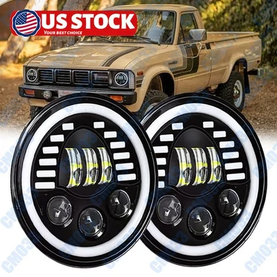 Faros LED redondos cromados de 7 pulgadas anillo halo DRL más nuevos para camioneta Toyota Corolla Foto 1 de 4