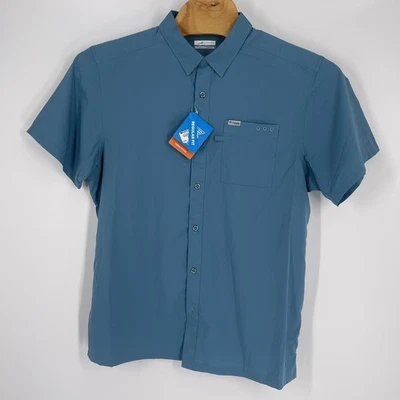 NEW Columbia Slack Tide Camp PFG C2001MP Blue SS Button Up Shirt Men's L - Image 1 of 4
