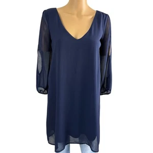 Lulus Women's Blue Chiffon Cold Shoulder tunic SZ/S - Picture 1 of 14