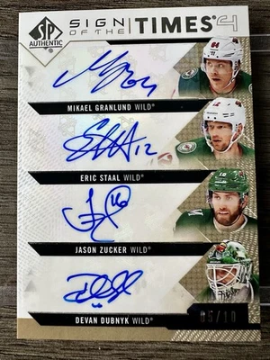 18-19 Upper Deck SP Authentic Sign Of The Time 4 Minnesota Wild Granlund Staal - Image 1 of 3
