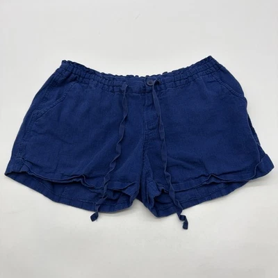 Pantalón corto Old Navy para mujer talla 2 azul liso bolsillos 55 % lino. #37877 Foto 1 de 4