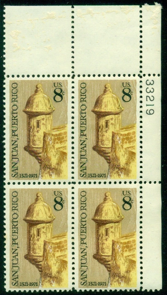 SCOTT # 1437 PLATE BLOCK, SAN JUAN, MINT, OG, NH, GREAT PRICE! - Image 1 of 1