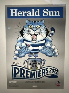 AFL GEELONG CATS 2022 Mark Knight LIMITED EDITION Foil Premiers Poster SELWOOD - Picture 1 of 1