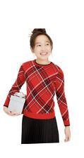 Charter Club Girls Plaid Family Red Plaid Sweater Size 4t