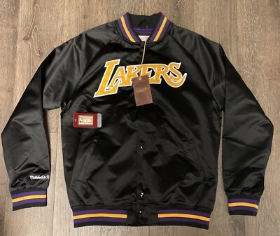 Chaqueta Mitchell & Ness LA Los Angeles Lakers negra ligera satinada talla M nueva con etiquetas Foto 1 de 4