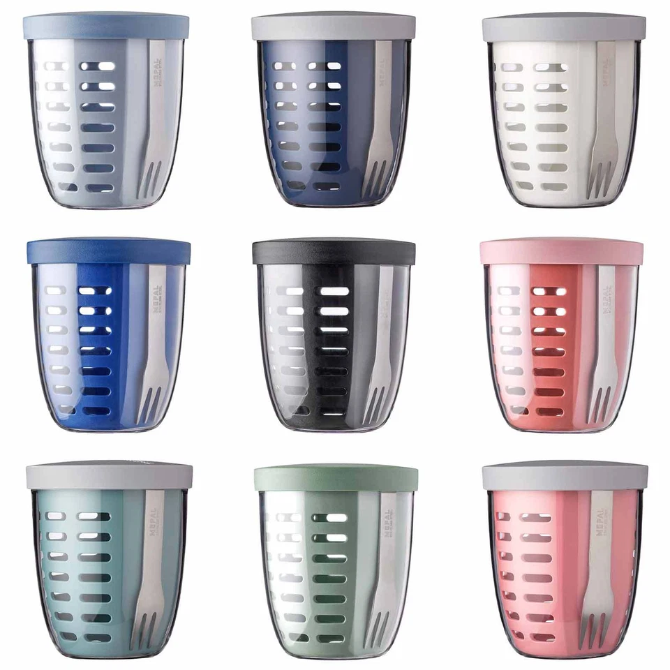 Mepal ELLIPSE Fruitpot 600 ml mit Edelstahl Snack Gabel Fruchtbox Lunchbox ToGo - Bild 1 von 1