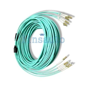 Fiber Optic Jumper Patch Cord LC-LC MM 4 Strand Armored 10G OM3 Fiber Cable 50m - Afbeelding 1 van 8