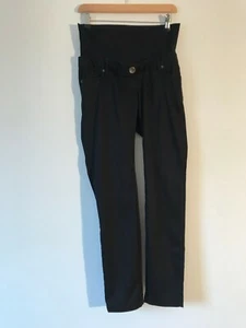 NO NAME black cotton stretchy straight leg maternity trousers Waist 34 VGC - Picture 1 of 12