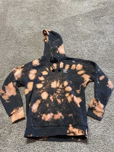 Adidas Felpa con Cappuccio Uomo Pullover Taglia Small Tinto Candeggina Nero Distress DIFETTO - 1525 - Foto 1 di 10