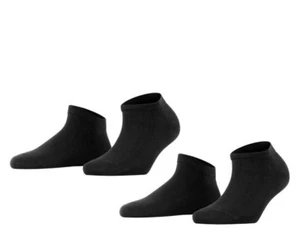 Falke Black HAPPY Compact Cotton Sneaker Low Cut Socks - 2-Pack - Size 39-42 - Picture 1 of 4