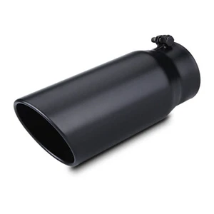 4" Inlet 5" Outlet 12in Long Bolt On Diesel Exhaust Tip Black Stainless Steel - Picture 1 of 9