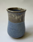 Studio Pottery Handmade Tumbler/Vase/Handleless Mug Blue/Brown Glaze Signed -C52