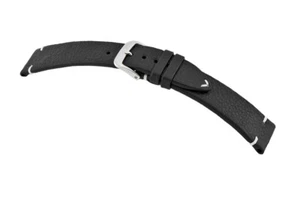 Correa de reloj de cuero orgánico Di-Vo Manufaktur El Paso cosida a mano negra 20 mm - Imagen 1 de 1