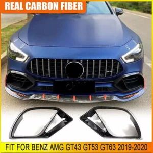 Fit For Benz GT43 GT53 2015-20 REAL CARBON Front Bumper Fins Air Vent Fog Cover - Picture 1 of 13