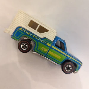 Vintage 1974 Hot Wheels Redline Backwoods Bombe KEEP ON CAMPING LKW blau weiß  - Bild 1 von 16