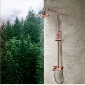 Antique Copper Shower Faucet System Rain Shower Head 3-Way Mixer Wall Mount Set - Picture 1 of 12