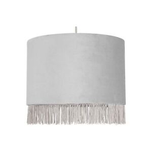 Modern 23cm Large Silver Grey Velvet Easy Fit Ceiling Lightshade Pendant Shade