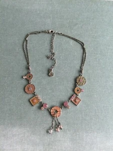 Vintage PILGRIM DANISH DESIGN Swarovski Charm Double Chain Choker Necklace 14’ - Picture 1 of 6