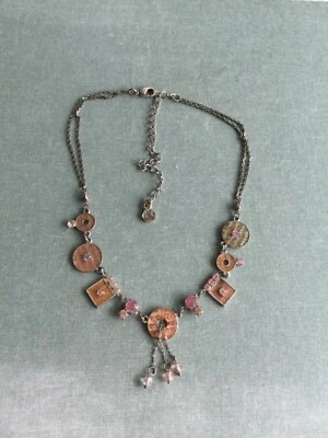 Vintage PILGRIM DANISH DESIGN Swarovski Charm Double Chain Choker Necklace 14’ - Image 1 of 4