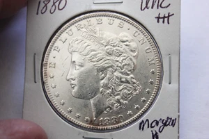 1880   FULL BREAST FEATHERS    UNC+++   MORGAN SILVER DOLLAR - Picture 1 of 2