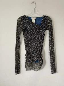 FUZZI Jean Paul Gaultier Top Gr. Medium Mesh Rüschen Print asymmetrischer Ausschnitt - Bild 1 von 11