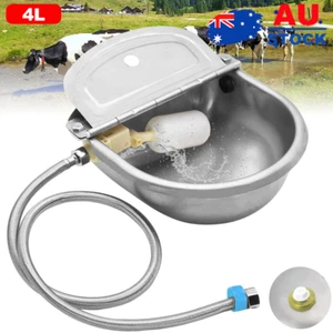 4L Auto Stainless Float Valve Water Trough Bowl Waterer Drinking Horse Sheep Dog - Picture 1 of 21