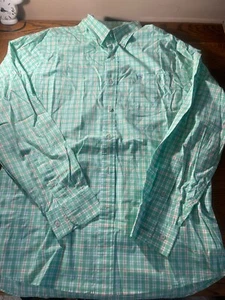 Men’s Southern Tide Classic Fit Poly/Spandex Green Plaid Long SlvButton Shirt L - Picture 1 of 10