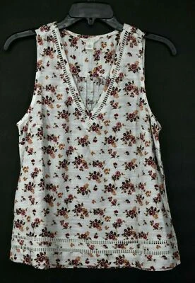 Caslon женщин крючком акцент хлопок смесь бак V шеи без рукавов цветочный S - Изображение 1 из 4