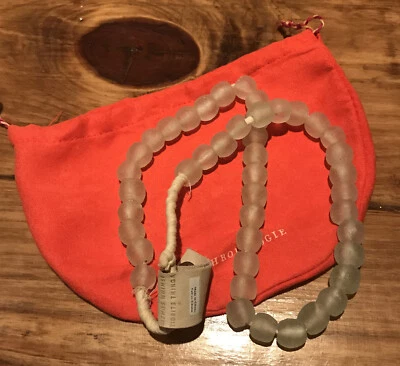NWT Frosted Clear Sea-glass Beaded Necklace Anthropologie 20” W/ Pouch - Image 1 of 4
