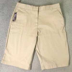 IZOD Shorts Girls Khaki Stretch Bermuda Long Size 18 Tan School Wear Youth NEW - Picture 1 of 10