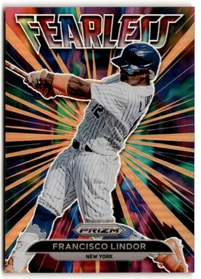 Francisco Lindor 2022 Panini Prizm Fearless Neon Orange /100 #FL-13 New York - Image 1 of 2