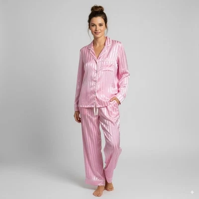 Conjunto de pijama para mujer Peter Alexander XL rosa a rayas con botones ropa de salón Foto 1 de 4