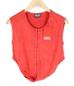 DIESEL T-Holdhook-SL Women's T-Shirt L Red Sleeveless Crew Hook Eye Closure - Picture 1 of 9