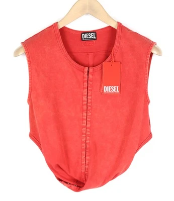 DIESEL T-Holdhook-SL Women's T-Shirt L Red Sleeveless Crew Hook Eye Closure - Image 1 of 4