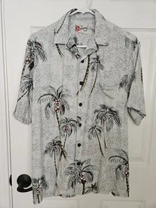 Hilo Hattie sehr cool Kokospalmen Medium Herren Hawaii Aloha Hemd Hergestellt in den USA - Bild 1 von 4
