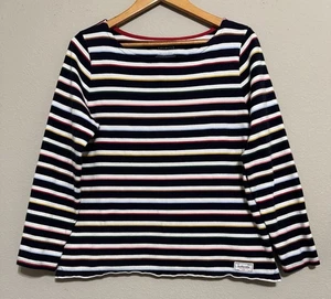 Auténtica Camiseta TALBOTS Ashford Rayas Talla L Bloque de Color Manga 3/4 Cuello Barco Top - Imagen 1 de 8
