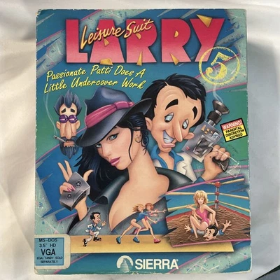Leisure Suit Larry 5 Passionate Patti Big Box PC Tandy Sierra Hintbook Glasses - Image 1 of 4