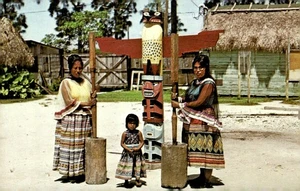 Cartolina Florida Everglades Griding Corn at Indian Village - Foto 1 di 2