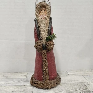 Vintage Primitive Paper Mache Santa Figurine - Old World - Signed - 13" - Picture 1 of 14